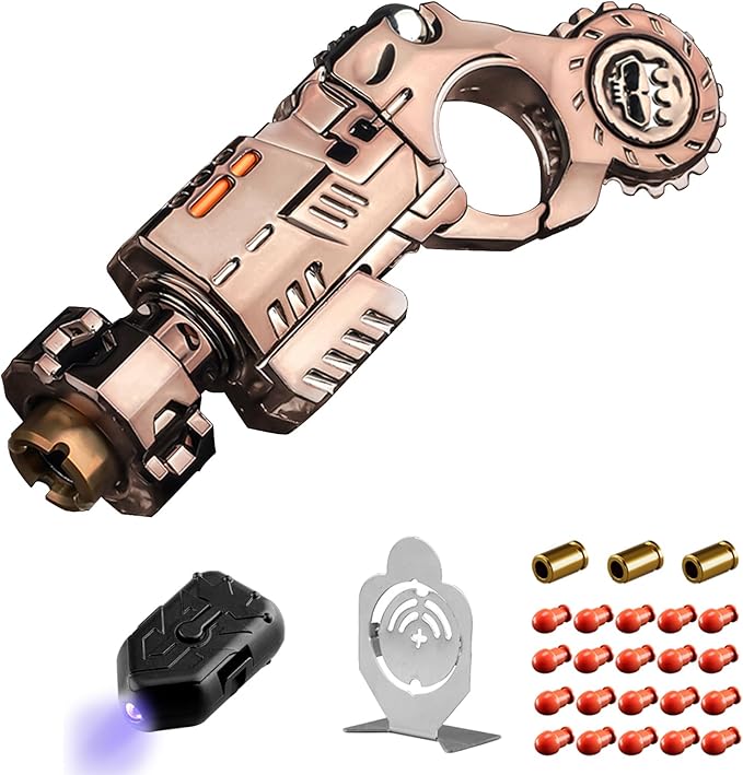 SKEDC Fidget Toys Adults, Alloy Fidget Slider Fidget Clicker Fidget Spinner, EDC Laucher Toy ADHD Tools Executive Desk Toy for Keep Focus & Relief Stress, Cool Gadgets for Men (2nd Gen Brown)