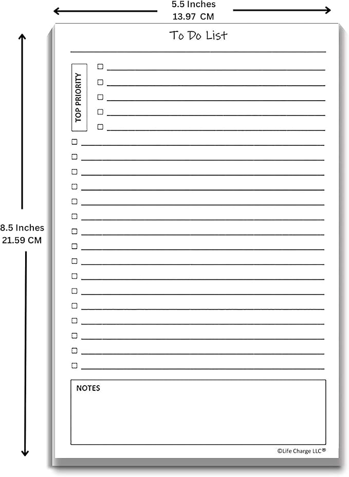 TO DO List Notepads (2 Pack, 50 Pages Each) Planner Pads. ToDo Checklist w/Priority & Note Sections. Organize & Track Projects, Clients or Daily Tasks. 5.5 X 8.5, A5 Sheets. Made in the USA.