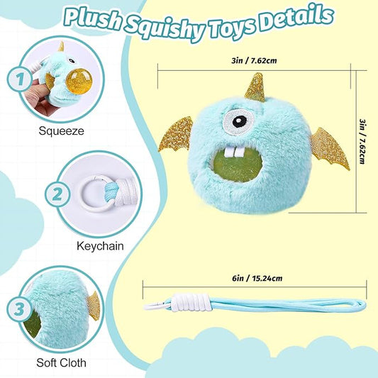 3 Pack Squishy Stress Plush Toys, Squishy Balls for Kids Adults Relief, Taba Squishies Keychain Decoration Squeeze Ball, Cute Fidget Toy Gifts