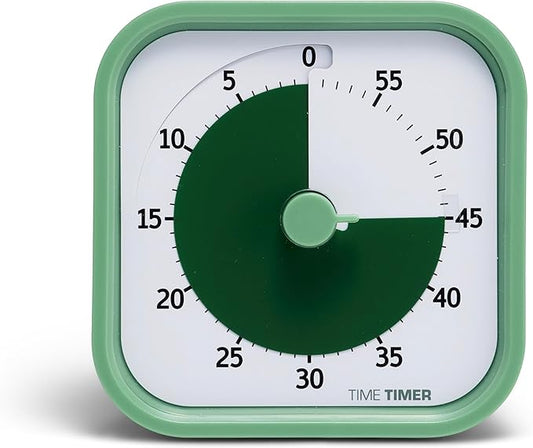 TIME TIMER Home MOD - 60 Minute Kids Visual Timer Home Edition - for Homeschool Supplies Study Tool, Timer for Kids Desk, Office Desk and Meetings with Silent Operation (Fern Green)