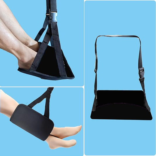 Foot Hammock for Plane Travel Essentials Relax Your Foot Rest for Airplane Gadgets Adjustable Airplane Travel Accessories for Flight Essentials,Office,Desk(Black, 1 Pack)
