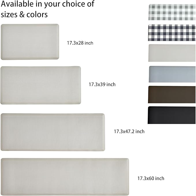 Anti Fatigue Kitchen Rugs Kitchen Mats for Floor,Cushioned Non-Slip Waterproof Ergonomic Comfort Rug Standing Mat for Kitchen,Doing Dishes,Floor,Home,Office,Sink,Laundry,Beige,17.3"x 28"