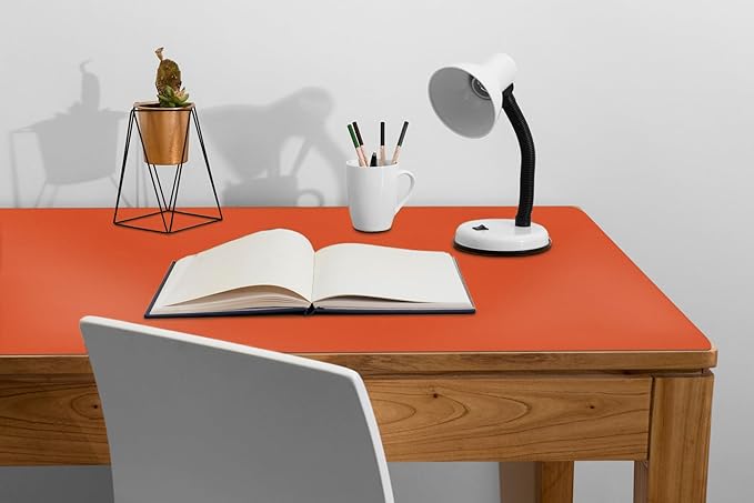 Boutilon Leather Desk Pad Protector,Non-Slip Mouse Pad,Laptop Desk Pad,Office Mouse Mat,Waterproof Leather Desk Blotter,Desk Writing Pad for Office and Home (XXXL-Orange H,47"x 24")