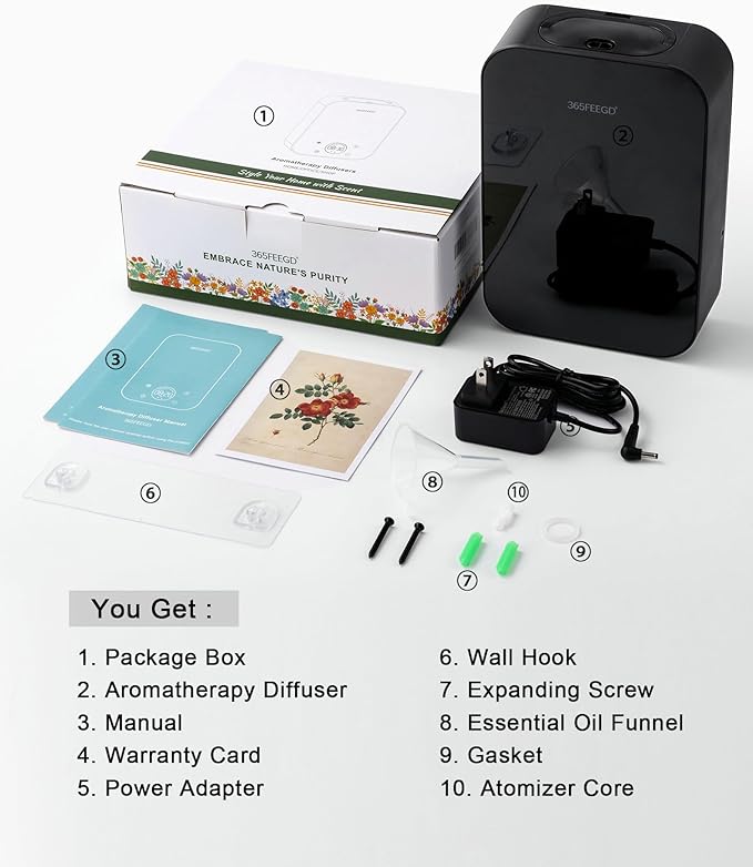 Waterless Oil Diffuser - Pure Essential Oil Diffuser with App Control - 150ml/1700 Sq.Ft. Coverage for Effective Aromatherapy in Home/Office/Hotel (Black)