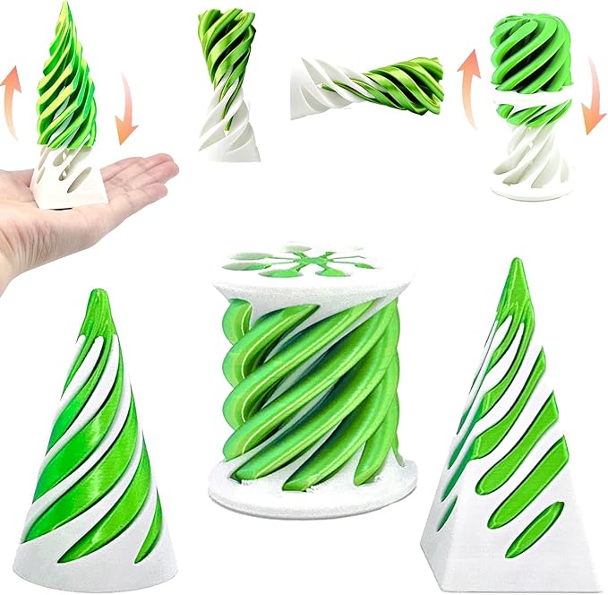 WG 3 Pack Spiral Cone Fidget Toy, Pyramid Passthrough Sculpture, Mini Cones Pass Through Pyramid Toy for Stress and Anxiety Relief