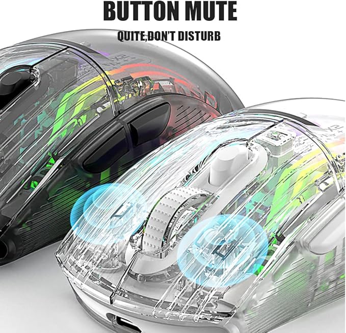 Bluetooth Wireless Mouse, Transparent RGB Mechanical Dual Mode Gaming Mouse, A Must-Have Cool USB Computer Mouse for Gaming and Esports