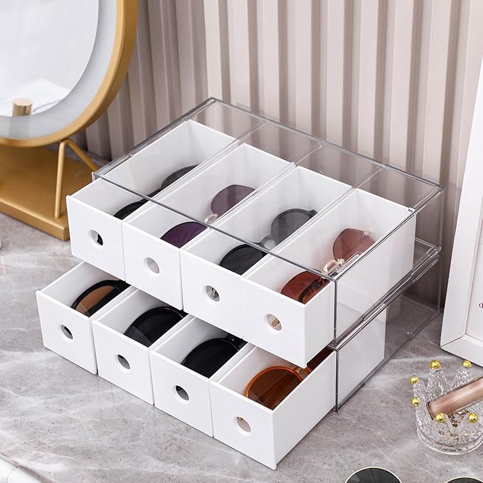 Yesesion 2 Pack Plastic Cord Organizer Drawers, Cable Storage Box with 40pcs of Wire Ties, Large Electronics Management Display Case for Desk Accessories, Office Supplies, USB, data Cable (White)