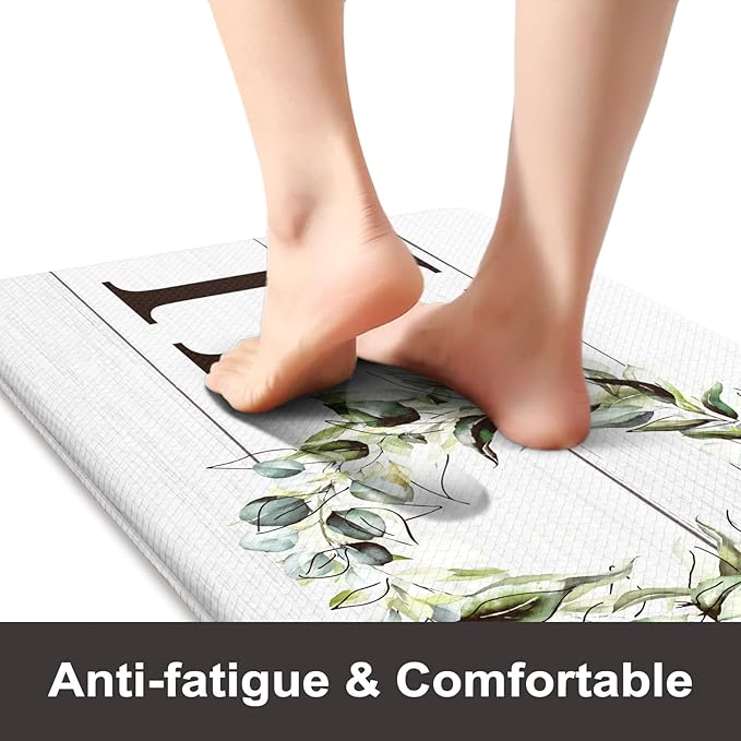 KIMODE Anti Fatigue Kitchen Mats, 17.3" x 30" Farmhouse Rustic Kitchen Rugs, Cushioned, Non-Skid, Waterproof, Comfort Thick Kitchen Floor Standing Mat for Corner Sink, Laundry Floor, Home