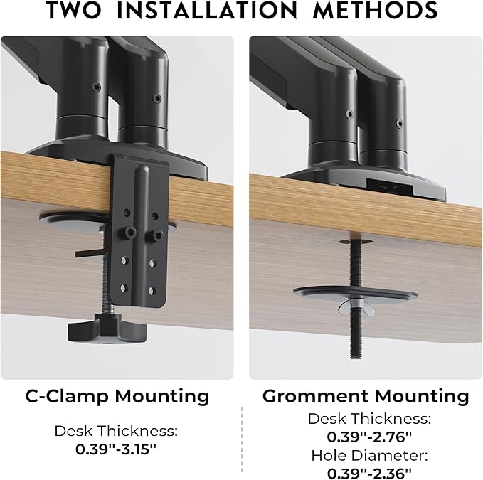 BONTEC Dual Monitor Stand for 15-34 Inch Screens, Gas Spring Adjustable Monitor Arm, Full Motion VESA 75x75/100x100mm Desk Mount with Tilt, Swivel, Rotation, Ergonomic Design for Home Office or Gaming