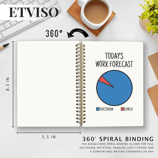 Funny Work Notebooks for Note Taking, Working Journal Notebook for Women Men Coworkers, Funny Office Supplies, Today's Work Forecast Hardcover Spiral Notebooks 5.5x8.3 Inch
