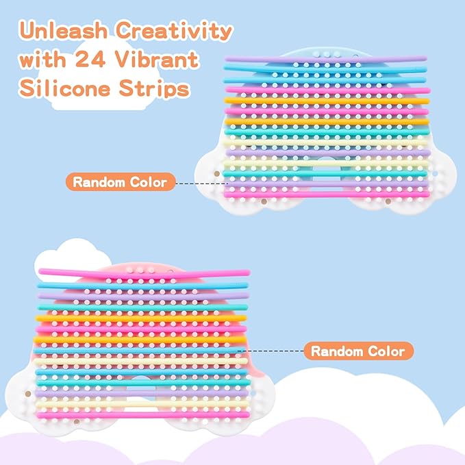 2 Pack Sensory Activity Board with 24 Random-Color Strings Fidget Toys for Kids, Sensory Toys for Kids with Autism, ADHD, Stress, Calming, Double-Sided Silicone Toys, Birthday