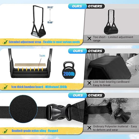 Airplane Foot Hammock, No Collapse Foot Rest for Plane Travel with Extended Adjustment Strap, Portable Desk Foot Hammock with Thickened Foam, Foot Sling Travel Essentials to Relax Your Feet(Gray)