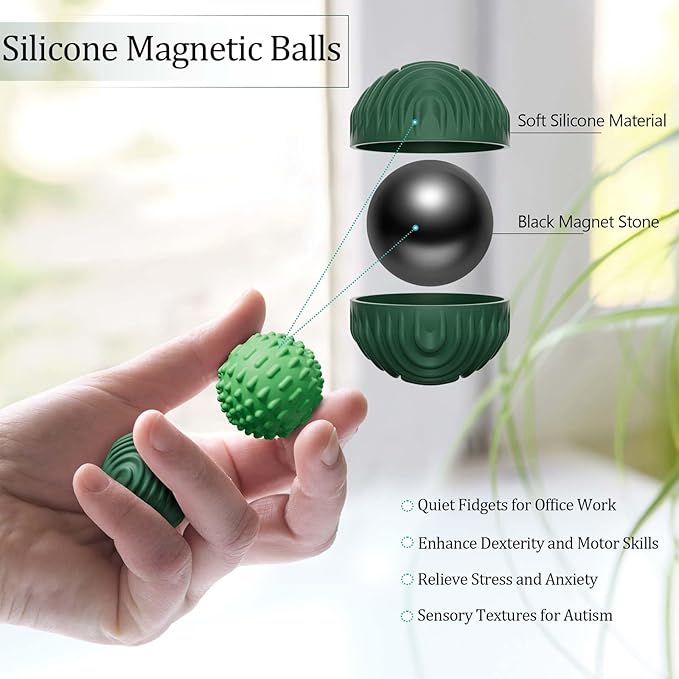 Silicone Magnetic Balls Fidget Toys for Adults & Teens,8PCS Stress Relief Sensory Toys for Autism ADHD Anxiety,Fun Textures Gadgets,Office Desk Toy,Stocking Stuffers for Women Men Teen Gifts