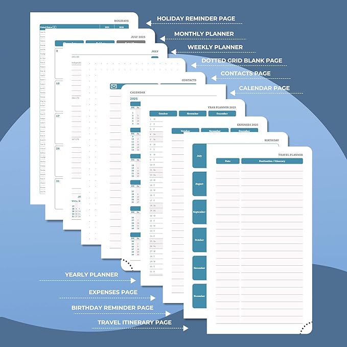 Weekly Monthly 2025-2026 Planner (July 25-Dec 26),6.5"x3.75",18 Months Agenda Plan with Month Tabs & Pocket,Expenses/Note Pages, Academic Calendar with Vegan Leather Cover,Blue