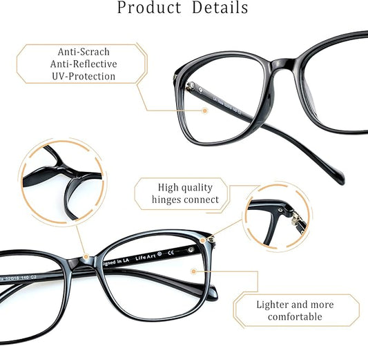 LifeArt Blue Light Blocking Glasses, Anti Eyestrain, Computer Reading Glasses,TV Glasses for Men and Women