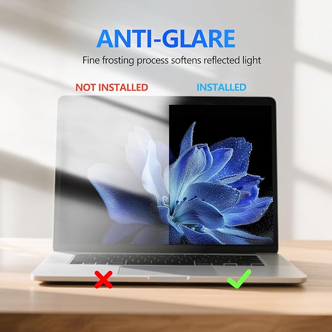 4-Way Laptop Privacy Screen Shield 15.6 Inch, Removable 16:9 Aspect 360° Privacy Filter Screen Protector for 15.6 Inch Laptop Computer, Anti Glare Blue Light Slide Mount Tabs Cover for Generic Laptop