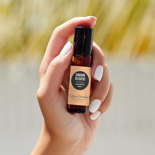 Edens Garden Sunburn Recovery Essential Oil Roll-On Blend- 100% Pure Premium Grade, Natural, Therapeutic, Aromatherapy, Kid & Skin Safe, The Best for Body, Comfort, Face Pre-Diluted 10 ml (.33 fl oz)