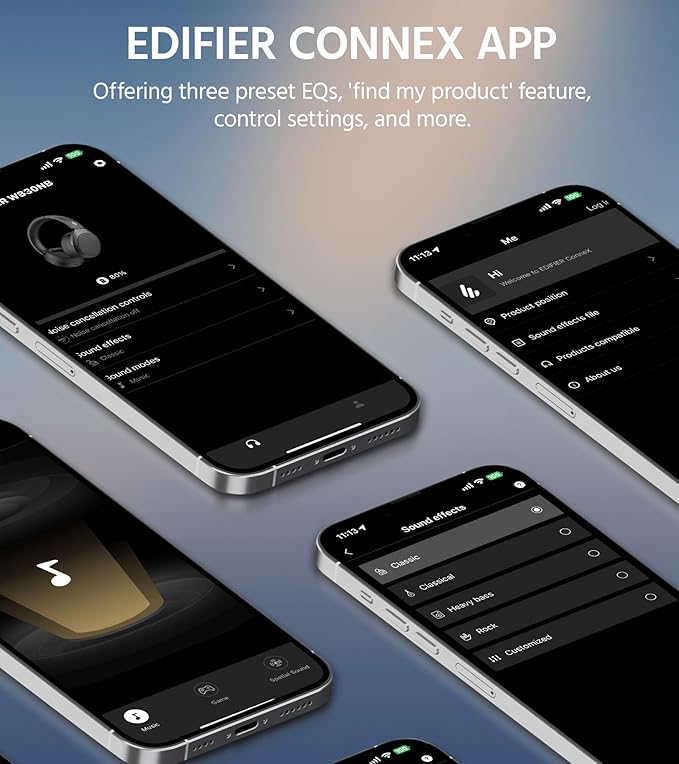 Edifier W830NB Wireless Over Ear Headphones with -45dB Active Noise Cancelling, 94H Playtime, LDAC Hi-Res Sound, Spatial Audio, Fast Charging, Multipoint Connection, Bluetooth V5.4 - Gray