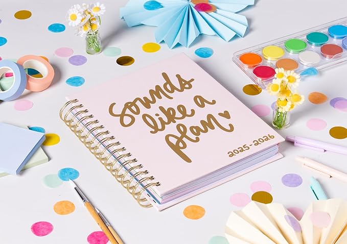 2025-2026 Eccolo Spiral Agenda Planner, Sounds Like Plan, Weekly & Monthly Pages, 18 Months, Sticker Sheets, Inspirational Quotes (7.75 x 8.75, July 2025 - Dec 2026)