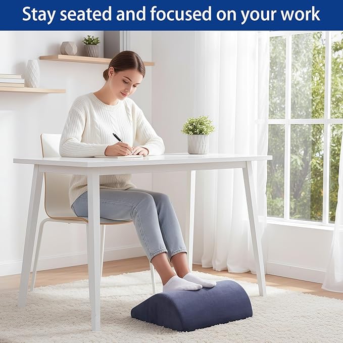 Foot Rest for Under Desk at Work Ergonomic Under Desk Footrest,Support Foot Pillow Double-Sided Footstool, for Office, Home & Gaming Leg Elevation Pillow Blue