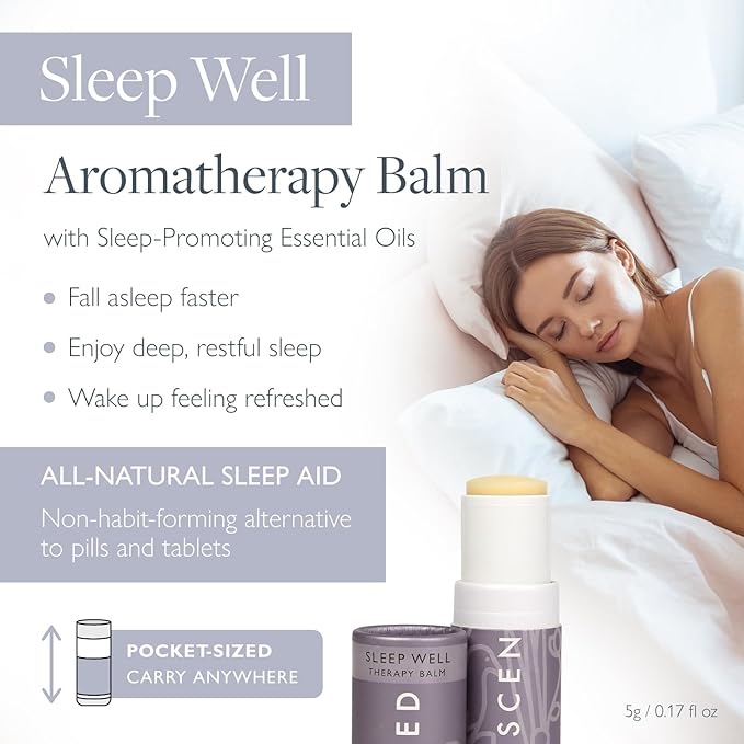 Scentered Sleep Well Balm – Aromatherapy Sleepstick with Lavender & Chamomile – Natural Sleep Aid Essential Oil Roll On – Relaxation Gifts for Women to Help Sleeping