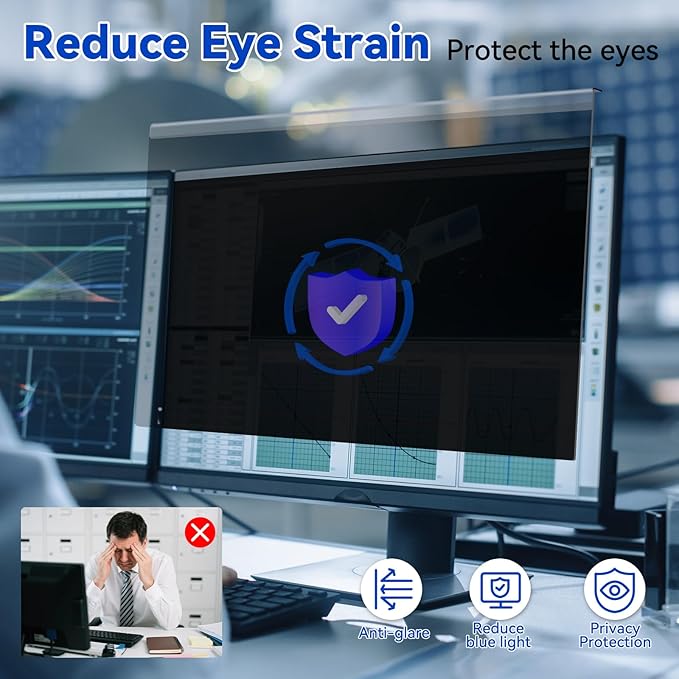 MOSISO 23-24 inch Computer Privacy Screen Protector for 16:9 Monitor, Eye Protection Frame Hanging Type Removable Anti-Scratch Acrylic Privacy Filter for Diagonal 23,23.6,23.8,24 inch PC Monitor