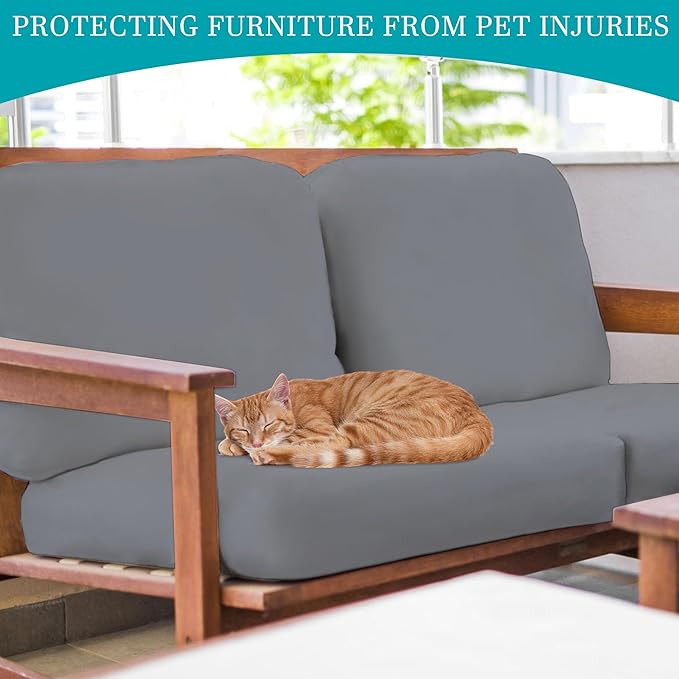 14Pcs Stretch Patio Cushion Covers,Outdoor Couch Covers Replacement,Outdoor Couch & Sofa Slipcovers,for Patio Furniture Cushion Covers,Washable Reusable Furniture Protector(Grey,Cover Only)