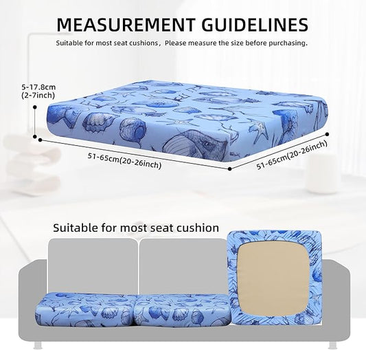 8Pcs Stretch Patio Cushion Covers Waterproof Outdoor Cushion Covers Patio Couch Cover Slipcovers, for Outdoor Furniture Protector Covers Replacement(Cover Only) (Ocean)