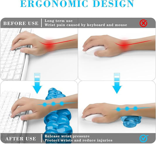 Gel Cloud Keyboard and Mouse Wrist Rest, Cute Wrist Support and Arm Support Keyboard Rest for Keyboard and Mouse Typing Pain Relief,Suitable for Office/Computer/Laptop/Gaming (Blue)