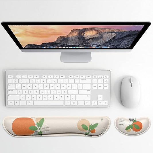 Dapesuom Enlarge Keyboard Wrist Rest, Memory Foam Wrist Cushion for Desk Mats Support, Typing Pain Relief Keyboard Mouse Pad Rests Set with Non-Slip Base for Gaming Laptop Office Computer, Painting