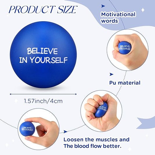 Shappy 72 Pcs Inspirational Stress Relief Balls Motivational Stress Ball Encouraging PU Bulk Stress Balls for Adults Small Therapy Fidget Relief Toys for Valentines Gifts Fidget Anxiety(Blue)
