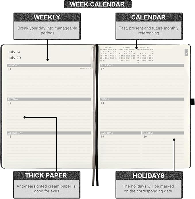 2025-2026 Planner-Weekly & Monthly Planner 2025-2026 with Pen Loop, to Achieve Your Goals & Improve Productivity, July 2025 - June 2026, Thick Paper, Inner Pocket, 8.5" x 11" - Grey