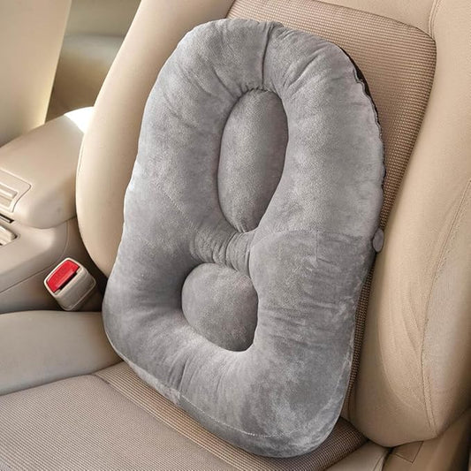 WalterDrake Posture Support Back Cushion – Designed for Back Pain Relief in Any Seat - Light Gray