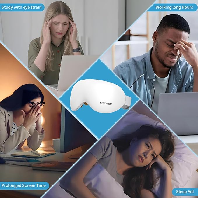 Eye Massager with Heat and Cooling Vibration for Relaxation Cool Massaging Eye Mask Electric Smart Heated and Cold Therapy Portable Eyemask Massage