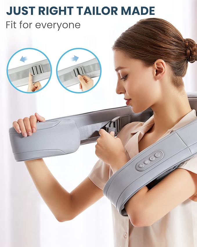 Neck Massager for Pain Relief Deep Tissue, Nekteck Shiatsu Back Massager with Soothing Heat, Electric Deep Tissue 3d Kneading Massage Tools for Shoulder Muscle, Adjustable Heat and Straps, Ideal Gifts