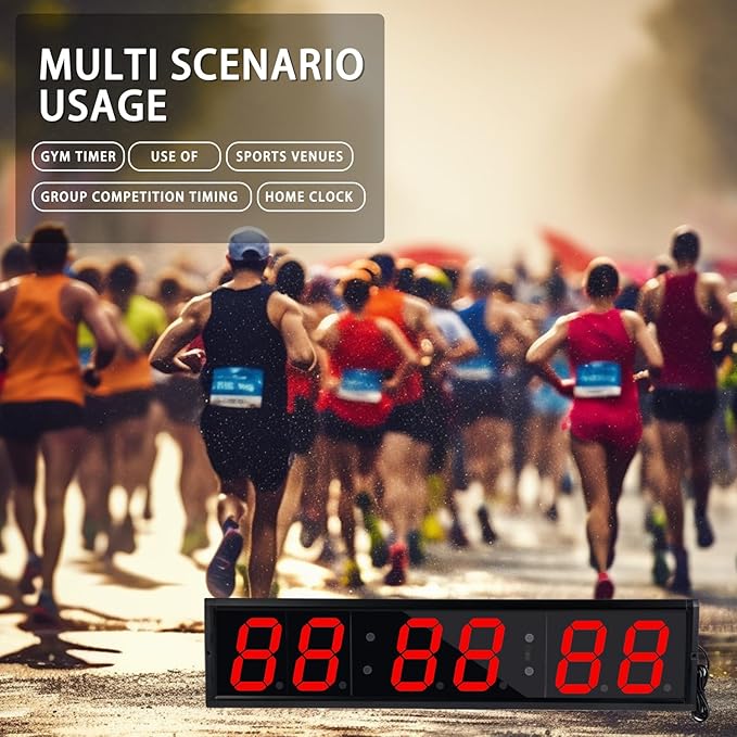 Fitness Timer with Stopwatch Button, Suitable for School/exam/Home Exercise/Gym/Gym SMAHEAT Electronic Fitness Timer (4.0 inch six bit All red PC Transmission Model)