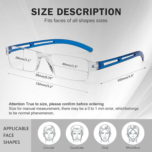 AQWANO Rimless Computer Reading Glasses Blue Light Blocking, 5 Pack Fashion Readers for Women Men Lightweight & Comfortable Anti Glare/Eyestrain, 2.25
