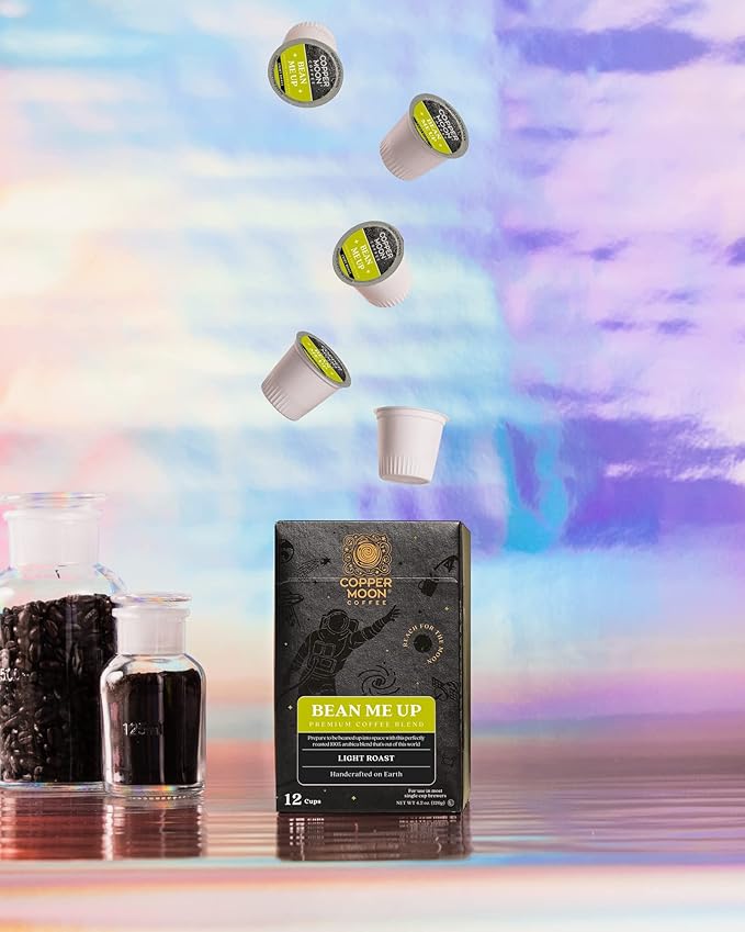 Copper Moon Single Serve Coffee Pods for Keurig K-Cup Brewers, Light Roast, Bean Me Up Blend, 12 Count