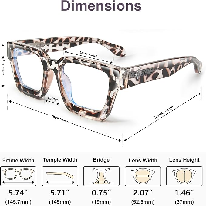 VISOONE Blue Light Blocking Glasses with TR90 Rectangle Frame and Chic Preppy Look for Women Men RIVER