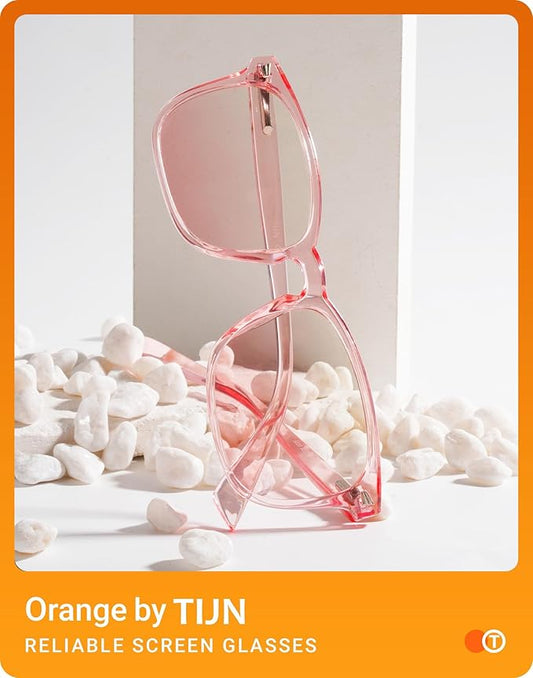 TIJN Blue Light Blocking Glasses for Women Men Clear Frame Square Nerd Eyeglasses Anti Blue Ray Computer Screen Glasses