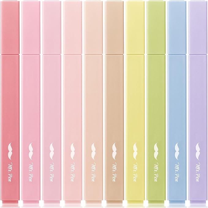 Mr. Pen- Aesthetic Highlighters, 10 pcs, Colorful, Chisel Tip, Cute Highlighters Assorted Colors, Bible Highlighters and Pens No Bleed, No Bleed Highlighters for Bible Pages No Bleed
