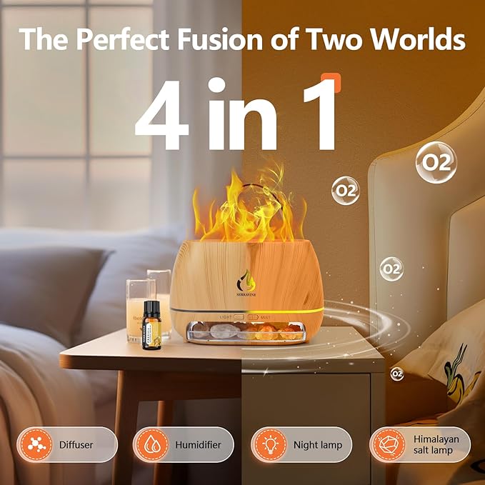 Ultrasonic Essential Oil Diffuser Set with 12 Best Aromatherapy Oils, Gift Box & Bag, Himalayan Salt Lamp Diffuser,Cool Mist Humidifier for Bedroom, Scent Diffusers for Home