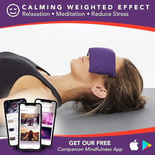 Lotus Weighted Lavender Eye Pillow – Purple Eye Mask for Sleep & Meditation – Aromatherapy Yoga Pillow with Flaxseed – Hot or Cold Compress for Headache & Eye Relief