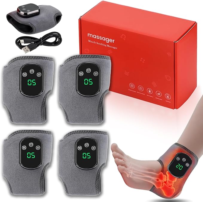 Rejuvacare Foot Massager, 2025 Upgrade Rejuvacare Foot Renew, Foot Renew Triple Method Massager for Neuropathy, 3-Speed Vibration & 5-Temperature Settings, for All Ages Ankle Massage (4PCS)