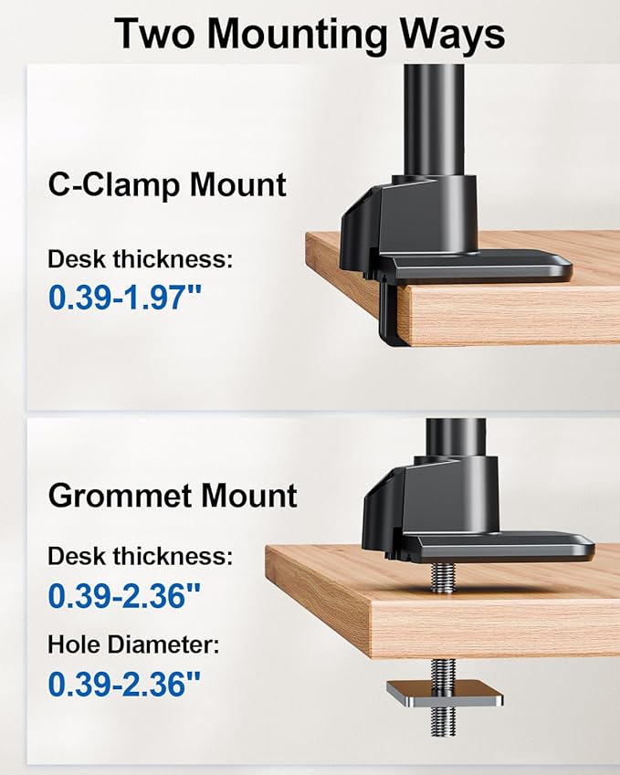 Heavy Duty Single Monitor Mount for Max 49 inch, Hold 4.4 to 44 lbs Ultrawide Screens, Premium Monitor Arm for Samsung Odyssey G9 and More, Adjustable Gas Spring Desk Stand, VESA Mount