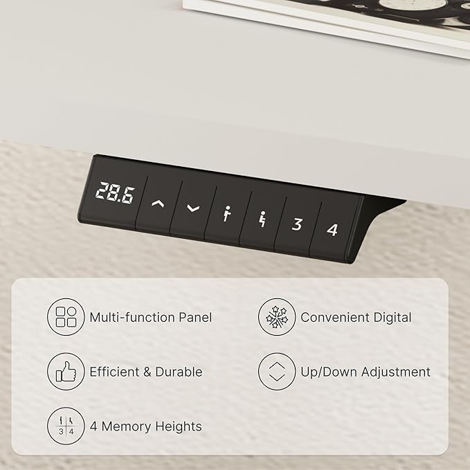 FLEXISPOT EN2 Whole-Piece Standing Desk with Clamp Power Strip, 40 x 24 Electric Stand Up Height Adjustable Desk with Cable Management (Black Frame + White Top, 2 Packages)