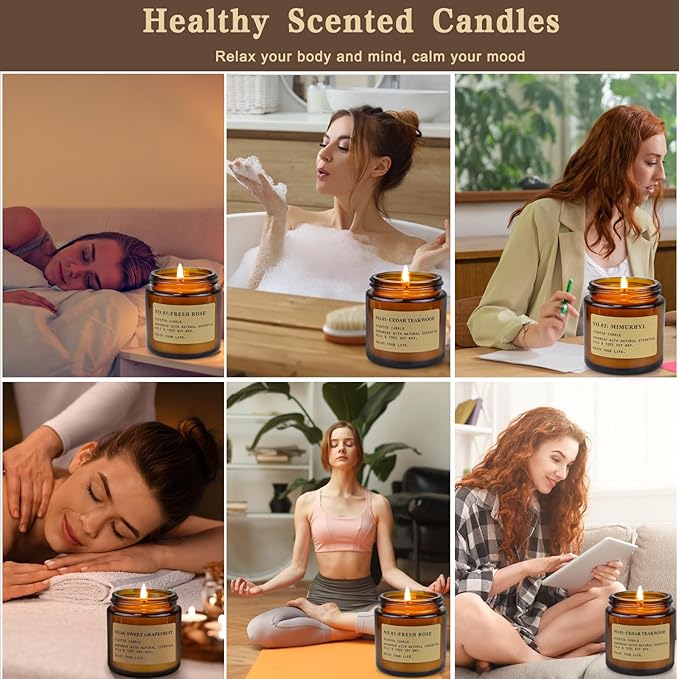 4 Pack Candles for Home Scented Candles Clearance, Aromatherapy Candle Gifts for Women, Natural Soy Wax Long Lasting Amber Jar Candles Set, Gifts for Birthday, Valentine's, Mother's, Anniversary