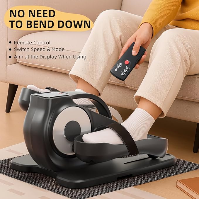 Under Desk Elliptical Machine, Electric Ellipse Leg Exerciser with Remote,Suitable for Leg Exercises for Elderly People ,12 Auto Modes &12 Adjustable Quiet
