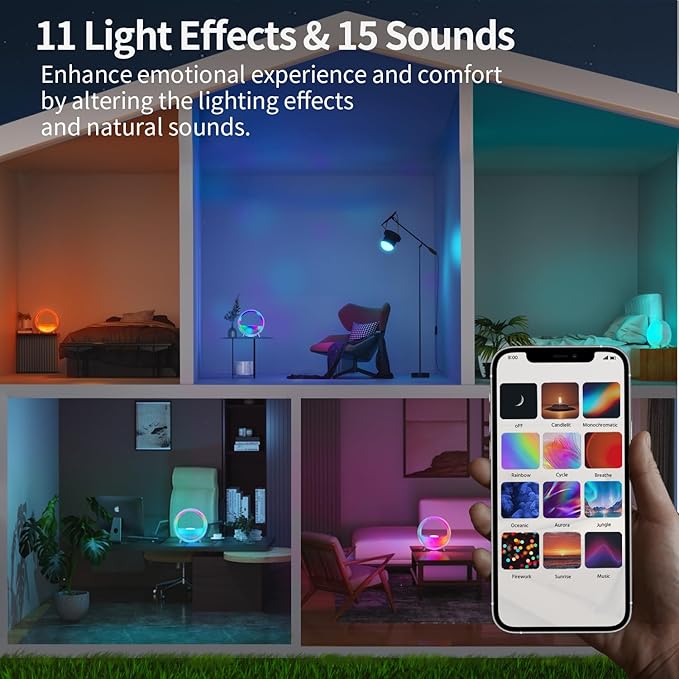 MOMILLA Smart Alarm Clock with Wireless Charging Station, Wake up Light w/Bluetooth Speaker, Compatible with Airpods/iPhone, APP Control White Noise Sound Machine, Sunrise Alarm Clocks for Bedrooms