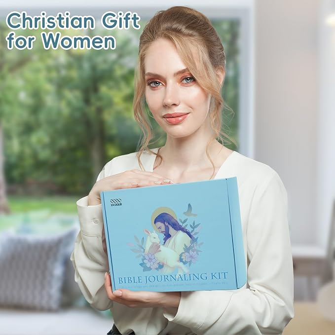 XKDOUS Bible Study Supplies Journaling Kit for Women, Bible Study Kit, Bible Study Tools with Prayer Journal Pencil Case Bible Accessories, Christian Gifts for Women, Blue